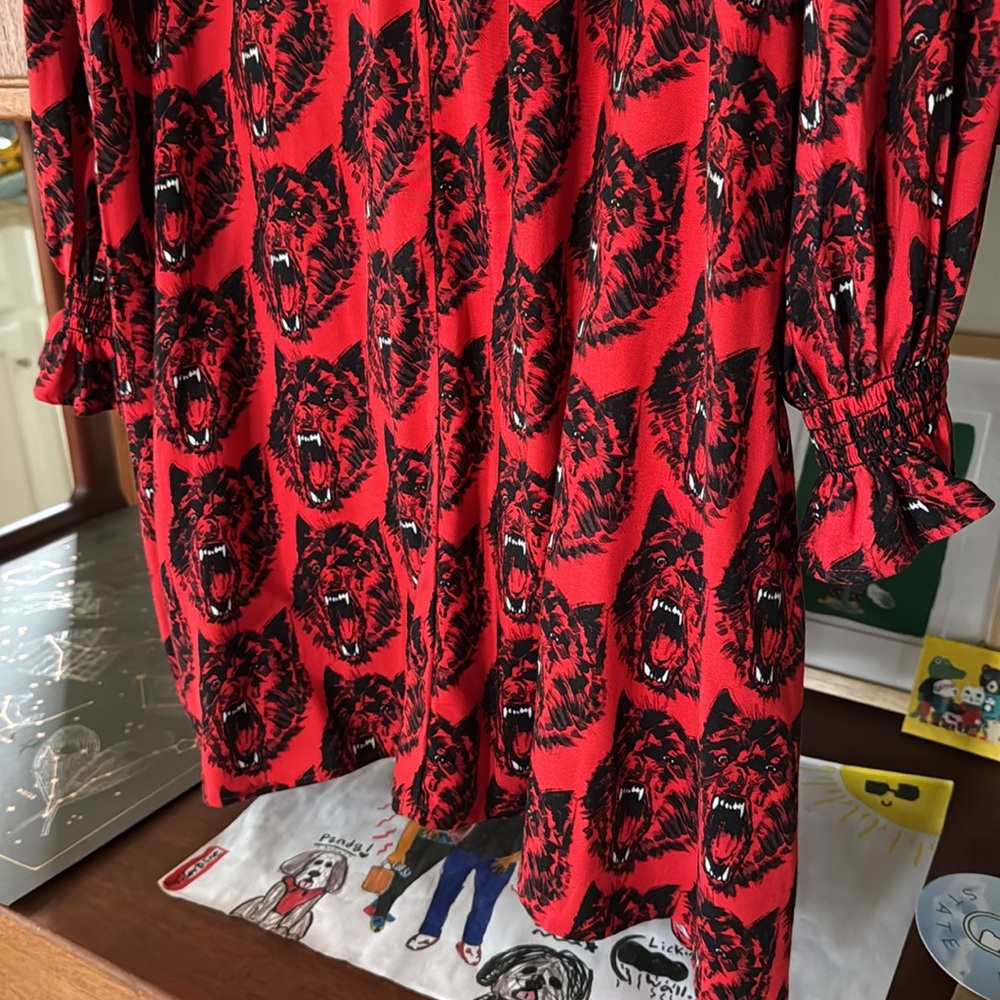 Nooworks Stevie Red and Black Wolverines Print Dress. Size Large. - Picture 10 of 10